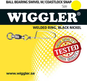 Bild på Wiggler Ball Bearing Swivel With Coastlock Black Nickel (1-2 pack) #0 / 9kg (2 pack)